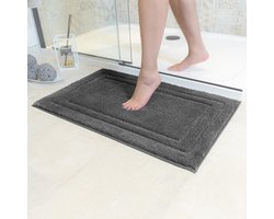 Badmat Anti-Slip | Super absorberend en machinewasbaar | Te combineren als badmat set | Voor de badkamer, douche, bad of als WC mat | Donker Grijs - 70x120 cm