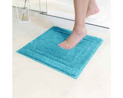Badmat Anti-Slip | Super absorberend en machinewasbaar | Te combineren als badmat set | Voor de badkamer, douche, bad of als WC mat | Petrol Turkoois - 45x45 cm