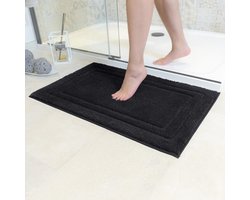 Badmat Anti-Slip | Super absorberend en machinewasbaar | Te combineren als badmat set | Voor de badkamer, douche, bad of als WC mat | Zwart - 70x120 cm