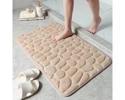Badmat Antislip 50 x 80cm - 2 stuk badmat set - Water absorberende Badkamermat - Wasbare Douchemat - Sneldrogend zachte comfortabele badmat met uitstekende absorptie - Beige