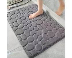 Badmat Antislip 50 x 80cm - 2 stuk badmat set - Water absorberende Badkamermat - Wasbare Douchemat - Sneldrogend zachte comfortabele badmat met uitstekende absorptie - Grijs