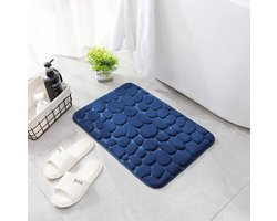 Badmat Antislip 60x90cm - 2 stuk badmat set - Water absorberende Badkamermat - Wasbare Douchemat - Sneldrogend zachte comfortabele badmat met uitstekende absorptie - Donker blauw