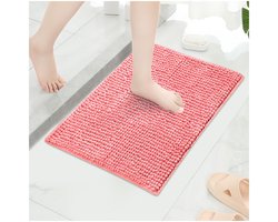 Badmat, antislip absorberende badkamer, groot, zacht luxueus huisdiertapijt, dik wasbare douchemat, voor keuken, entree, slaapkamer, binnen en buiten (roze, 60 x 90 cm)