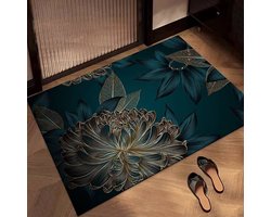 Badmat Antislip Absorberende Badkamermat Diatomeeënaarde Microvezel Badmat Zacht Sneldrogend 50 x 80 cm Gouden Bloemen