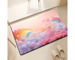 Badmat Antislip Absorberende Badkamermat Diatomeeënaarde Microvezel Badmat Zacht Sneldrogend 50 x 80 cm Regenboog Roze en Blauw en Paars