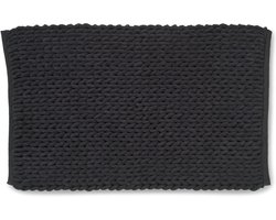 Badmat Antislip - Badkamertapijt Gebreid - Veiligheid Badkamer - Gerecycled Materiaal - 70 x 120 cm - Zwart