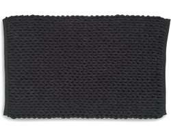 Badmat Antislip - Badkamertapijt Gebreid - Veiligheid en Comfort - Gemaakt van Gerecycled Materiaal - 50 x 80 cm - Zwart