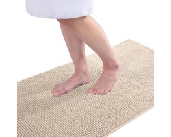Badmat Antislip – Chenille badmat– Badmat Badkamer – Vloermat - beige - 50X80 cm