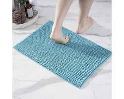 Badmat antislip, combineerbaar als badmatset, badkamertapijt, badmat, wasbaar van chenille, douchemat voor douche, badkuipen, wc-decoratie, petrol, turquoise, 40 x 60 cm