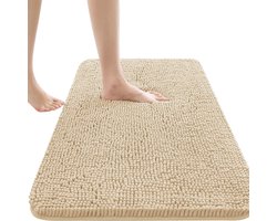 Badmat Antislip – Douchemat – Badmat Badkamer – Vloermat - Chenille badmat - beige - 61x91 cm