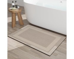 Badmat - Antislip dunne badmat Badmat - Ultradunne badmat met rubberen achterkant - Past onder deuren - Snel drogend, superabsorberend, wasbaar Badkamer vloer Douchemat - Gemakkelijk te onderhouden Beige - 40*60 cm