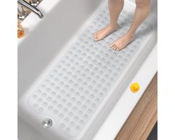 Badmat - Antislip & Extra Lang - Voor Badkuip en Douche - BPA-Vrij en Schimmelwerend - Wasbaar - Transparant - 100 x 40 cm - 1 Stuk