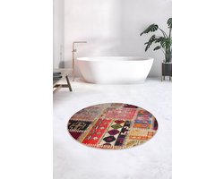Badmat antislip rond Ø80 cm - Toiletmat - Patchwork patroon - Douchemat