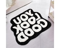 Badmat antislip waterdicht en onregelmatige badmat antislip machinewasbaar voor keukendeuren badkamervloeren nachtkastjes 54 x 64 cm (zwart)