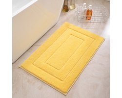 Badmat, antislip, zacht, waterabsorberend, machinewasbaar badmat voor douche, bad en toilet, geel, 50 x 80 cm