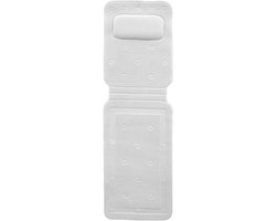 Badmat - Badkussens met Hoofdsteun met 30 Zuignappen - PVC - Lange Badkussens voor in Bad - Slip Luxe Kussen Zacht Ademend Gevoerd Badkussens voor Nek en Comfort - 36 cm x 127 cm - Wit