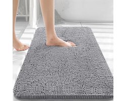 Badmat - Badmatten - 40x60cm Badmatten - Superzachte en absorberende chenille badmat - Machinewasbare badmat - met achterkant - Snel drogend - Voor badkamervloer-Bad en douche-Woonaccessoires（Grijs）
