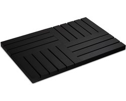 badmat bamboe - 61 x 40 cm - antislip - zwart