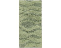 Badmat Breeze, 50 x 100 cm, 20" x 40", Rechthoekig, Middelhoge wol, Antislip, Moderne Badmat, Machinewasbaar tot 30°C, 100% Katoen, Groen