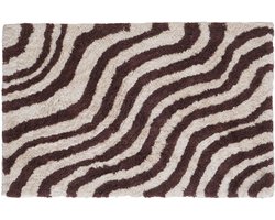Badmat Bruno Bruin - 60 x 90 cm - Katoenen Badmat met Gestreept Patroon