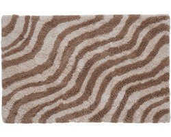 Badmat Bruno Taupe - 60 x 90 cm - Katoenen Badmat met Gestreept Patroon