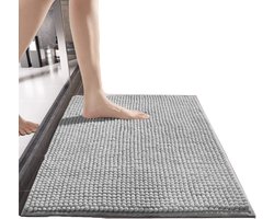 Badmat - Chenille badmat - Absorberende badmat - Antislip badmat - 60*90cm - Woondecoratie mat - Korte pool - Superabsorberend - Zacht - Geschikt voor badkuipen, doucheruimtes en badkamer vloeren - Haze Gray