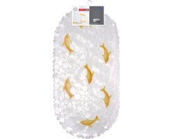 Badmat - douchemat - antislip - 70x36 cm - PVC - transparant met gele vissen