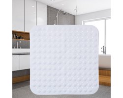 Badmat - Douchemat met Antislip voor Douche - Vierkante antislipmat- Douchemat met zuignappen - 54 x 54 Cm. - Wit