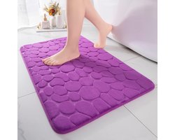 Badmat - Douchemat Vloerkleed - Zacht Voetcomfort - Uniek Pebble Design - 60 x 90 cm - Paars