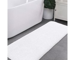 Badmat - Extra Dikke & Superzachte Badkamer Vloerkleed - Antislip en Hoogabsorberend - Machinaal Wasbaar - 50 x 122 cm (Wit)