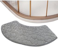Badmat - Gebogen badmat - Gebogen douchemat - Douchemat - Vloermat - Antislipmat - Hoekbadmat - Hoek douchematten - Antislip voetmat - Deurmat - Schoonloopmat - woondecoratie - voor appartement, entree, badkamer, keuken, slaapkamer, hotel - grijs