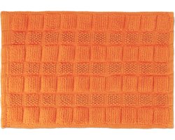 badmat katoen - 60 x 40 cm - antislip - wasbaar - badkamer - rechthoekig - oranje