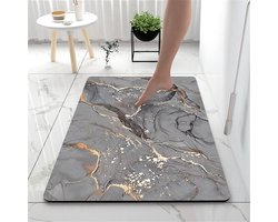Badmat Kiezel - Steenmat Badkamer - Snel Drogen - Zeer Absorberend - 90 x 60 cm - Goud Marmer