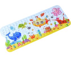 Badmat kind en baby - oceaan duikboot onderzeeër onderzeeboot scheepswrak vissen schildpad walvis octopus onderwater - grote mat anti slip - antislip baby's kinderen - antislipmat - kinderbadmat babybadmat douchemat douche badkamer - groot - wasbaar