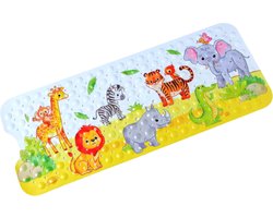 Badmat kind en baby - safari olifant giraf zebra neushoorn leeuw aap tijger - grote mat anti slip - antislip baby's kinderen - antislipmat - kinderbadmat babybadmat douchemat douche badkamer - groot -wasbaar