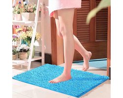 Badmat-Mat Antislip-Badmat Antislip Voor In Badkamer-vloermat - chenille-tapijt - geschikt voor douche - vloer - woonaccessoires - badkuip - blauw- 40*60cm