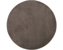 Badmat - Mat voor in de Badkamer Rond Tapijt 110 cm Diameter Taupe Gözze RIO PREMIUM
