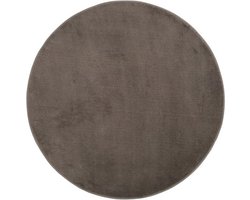 Badmat - Mat voor in de Badkamer Rond Taupe 110 cm Diameter Gözze Rio Premium