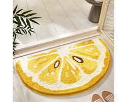 Badmat met fruitmotief Schattige badmat met uitzonderlijke waterabsorptie, zachte textuur en sneldrogende eigenschappen. Ideaal voor kinderkamers, badkamers of andere ruimtes. Afmetingen: 40 cm × 60 cm. Citroenmotief.