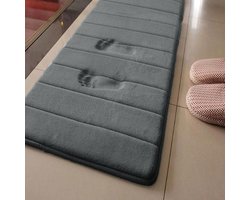 Badmat met lang geheugenschuim, 40 x 160 cm, microvezel antislip, absorberend, sneldrogend badkamertapijt, badkamervloermatten, waterabsorberend (50 cm x 160 cm, zilver en grijs)