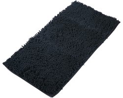 Badmat premium chenille - waterabsorberend - veilig - 1 stuk - zwart - chenillestof - 82cm x 40cm