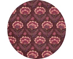 Badmat rond 70x70 cm - Antislip - Bloemen - Waaier - Paars - Badmatten voor badkamer - Badkamermat - Douchemat - Ronde badkamer mat