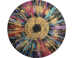 Badmat rond 70x70 cm - Antislip - Explosie - Goud - Kleurrijk - Abstract - Badmatten voor badkamer - Badkamermat - Douchemat - Ronde badkamer mat