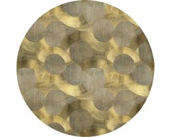 Badmat rond 70x70 cm - Antislip - Modern - Geometrisch - Goud - Badmatten voor badkamer - Badkamermat - Douchemat - Ronde badkamer mat