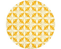 Badmat rond 70x70 cm - Antislip - Patroon - Retro - Geel - Badmatten voor badkamer - Badkamermat - Douchemat - Ronde badkamer mat