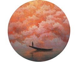 Badmat Rond 70x70 cm Badkamer Accessoires Bath Mat Douchemat Antislip Wc Badkamermat Memory Foam Wasbaar Bathroom Toilet Mats Zee - Boot - Wolken - Oranje