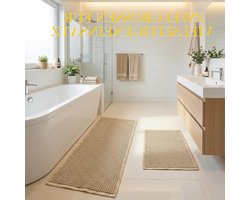 Badmat Set 2 Delig Groot, Antislip en Zachte Absorberende Douchemat voor Badkamer, Slaapkamer en Woonkamer (50 x 121 cm en 43 x 61 cm, Boho Design)