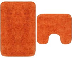 Badmat Set - Badkamer Matten - Veiligheid Comfort - Anti-slip Onderkant - 2 Delig - Oranje