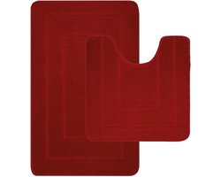 Badmat Set - Badkamer Matten - Veiligheid Thuis - Antislip Onderkant - 2 Delig 50x80cm - Bordeaux