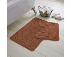 Badmat Set - Badkamer Tapijt - Zacht Voetcomfort - Antislip Absorberend - 50x80 cm - Terracotta